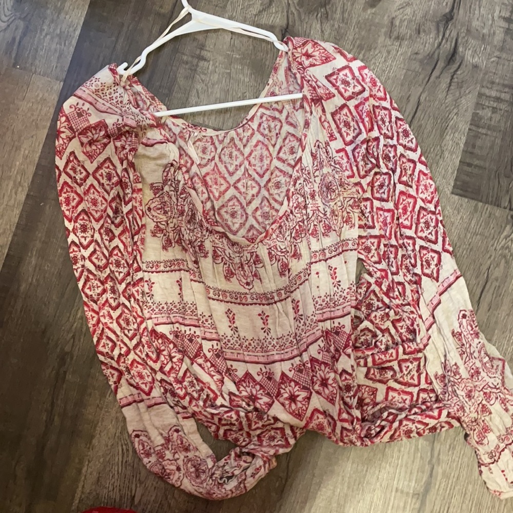 Free People boho pink peasant blouse